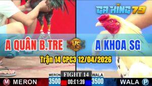 Trận 14 CPC3 12/04/2026 - Gà Anh Quân Bến Tre Đá Chưa Tới 1 Tay Nước